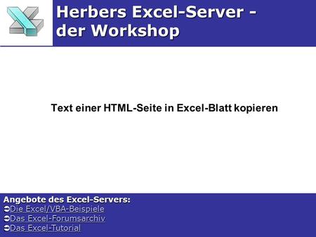Text einer HTML-Seite in Excel-Blatt kopieren