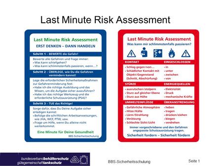 Last Minute Risk Assessment