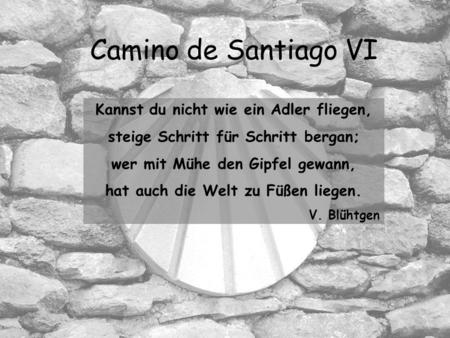 Camino de Santiago VI Kannst du nicht wie ein Adler fliegen,
