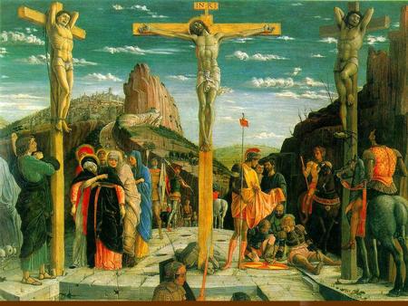 Die Kreuzigung Im 12. Halten bemerken wir die Kreuzigung Jesus Christus. Es ist am Karfreitag vor Osten vorgekommen.