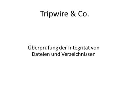 Tripwire & Co. Überprüfung der Integrität von Dateien und Verzeichnissen.