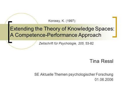 Tina Ressl SE Aktuelle Themen psychologischer Forschung