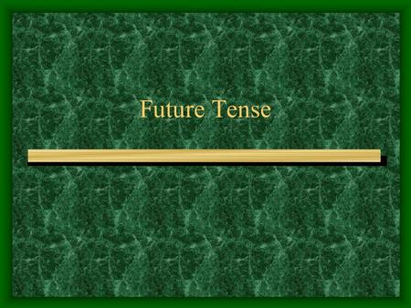 Future Tense. When is the future? Any time after the present…..so….any time after RIGHT NOW.
