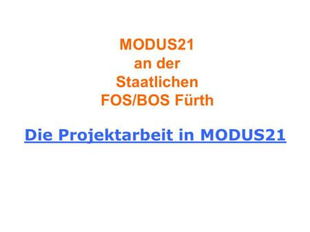 MODUS21 an der Staatlichen FOS/BOS Fürth