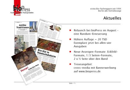 Aktuelles l Relaunch bei bioPress im August – eine Rundum-Erneuerung