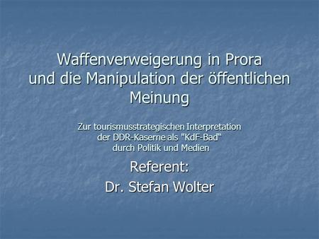 Referent: Dr. Stefan Wolter