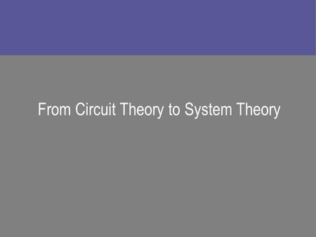 From Circuit Theory to System Theory. Lotfi Zadeh, 1954: System Theory Fuzzy Set Theorie.