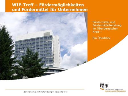 WIP-Treff – Fördermöglichkeiten und Fördermittel für Unternehmen