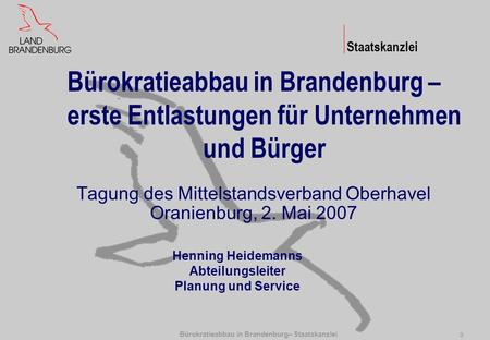 Bürokratieabbau in Brandenburg– Staatskanzlei