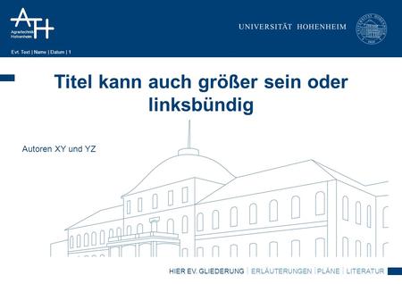 Titel kann auch größer sein oder linksbündig