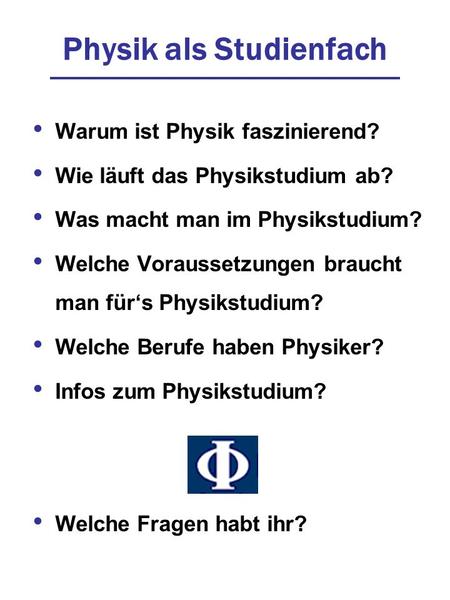 Physik als Studienfach