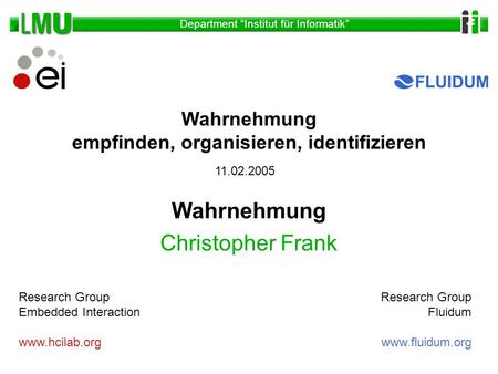 Wahrnehmung Christopher Frank