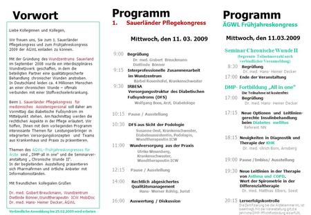 Vorwort Programm Programm Sauerländer Pflegekongress