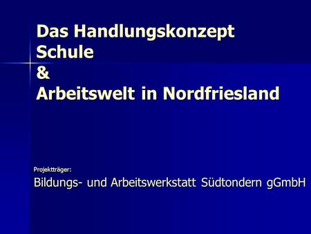 Das Handlungskonzept Schule & Arbeitswelt in Nordfriesland