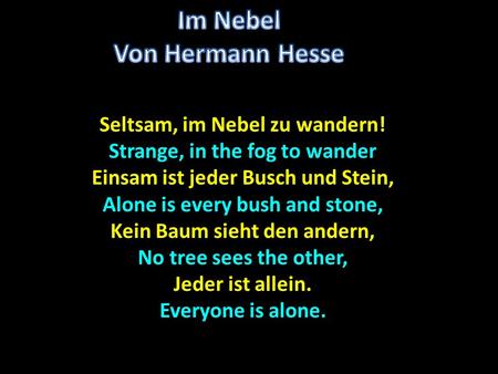 Im Nebel Von Hermann Hesse
