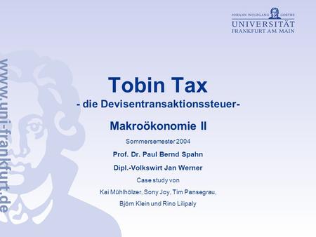 Tobin Tax - die Devisentransaktionssteuer-