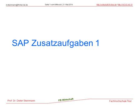 SAP Zusatzaufgaben 1.