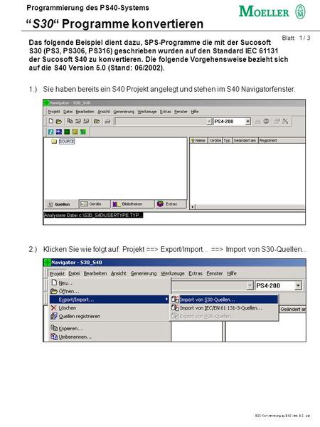 “S30“ Programme konvertieren