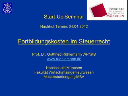 Start-Up Seminar Nachhol-Termin: