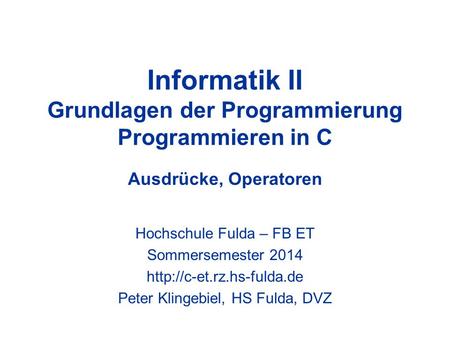Hochschule Fulda – FB ET Sommersemester 2014 
