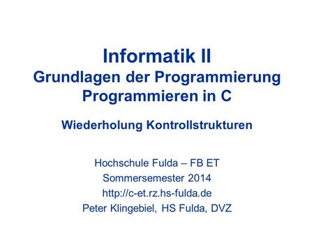 Hochschule Fulda – FB ET Sommersemester 2014 