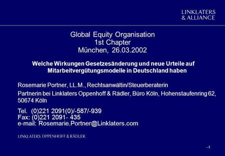 Global Equity Organisation 1st Chapter München,