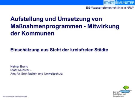 EG-Wasserrahmenrichtlinie in NRW