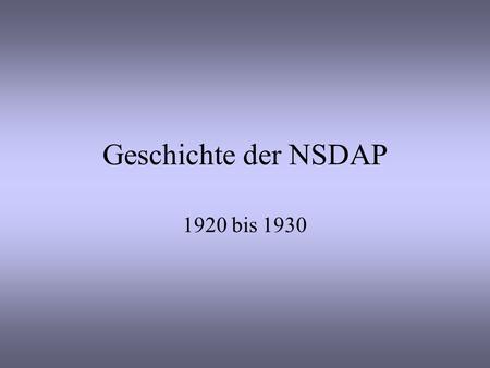 Geschichte der NSDAP 1920 bis 1930.
