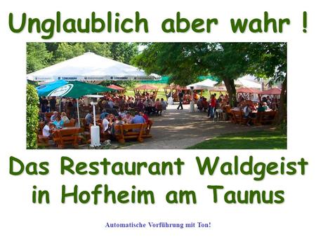Das Restaurant Waldgeist Automatische Vorführung mit Ton!
