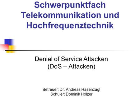 Schwerpunktfach Telekommunikation und Hochfrequenztechnik