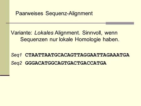 Paarweises Sequenz-Alignment