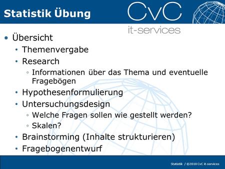 Statistik Übung Übersicht Themenvergabe Research