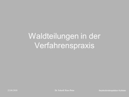 Waldteilungen in der Verfahrenspraxis