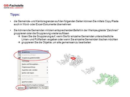 Tipps: die Gemeinde- und Kantonsgrenzen auf den folgenden Seiten können Sie mittels Copy/Paste auch in Word- oder Excel-Dokumente übernehmen Sie können.