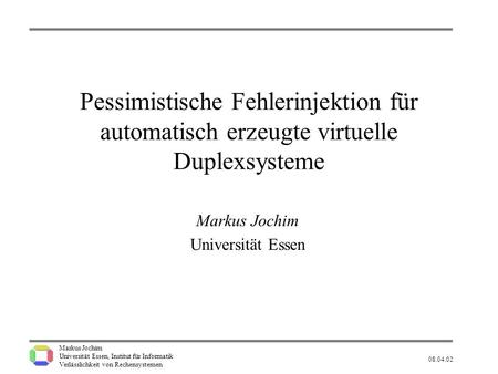 Markus Jochim Universität Essen