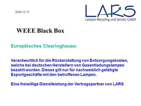 WEEE Black Box Europäisches Clearinghouse:
