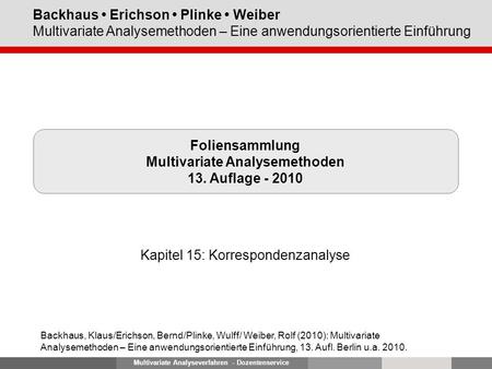 Foliensammlung Multivariate Analysemethoden 13. Auflage