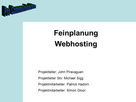 Feinplanung Webhosting
