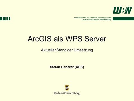 ArcGIS als WPS Server Aktueller Stand der Umsetzung