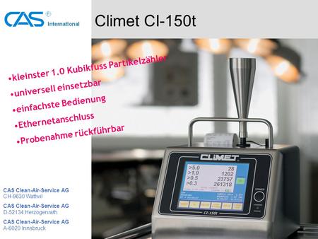 Climet CI-150t kleinster 1.0 Kubikfuss Partikelzähler