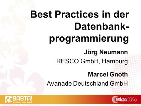 Best Practices in der Datenbank-programmierung