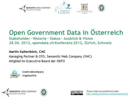 Open Government Data in Österreich Stakeholder - Historie – Status – Ausblick & Vision 28.06. 2012, opendata.ch Konferenz 2012, Zürich, Schweiz Martin.