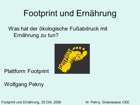 Footprint und Ernährung