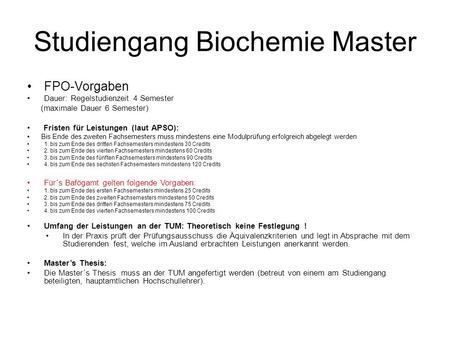 Studiengang Biochemie Master
