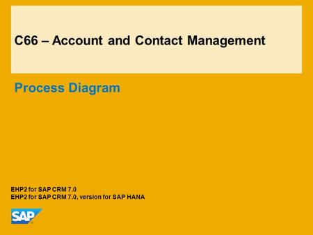 C66 – Account and Contact Management Process Diagram EHP2 for SAP CRM 7.0 EHP2 for SAP CRM 7.0, version for SAP HANA.