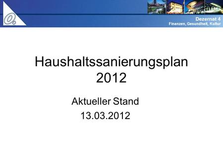 Haushaltssanierungsplan 2012