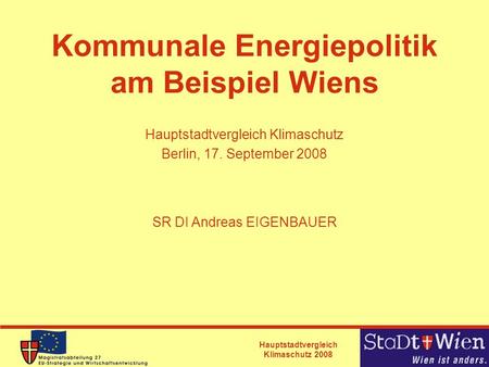 Kommunale Energiepolitik am Beispiel Wiens