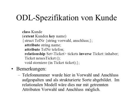 ODL-Spezifikation von Kunde