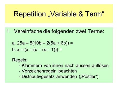 Repetition „Variable & Term“