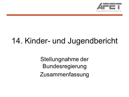 14. Kinder- und Jugendbericht